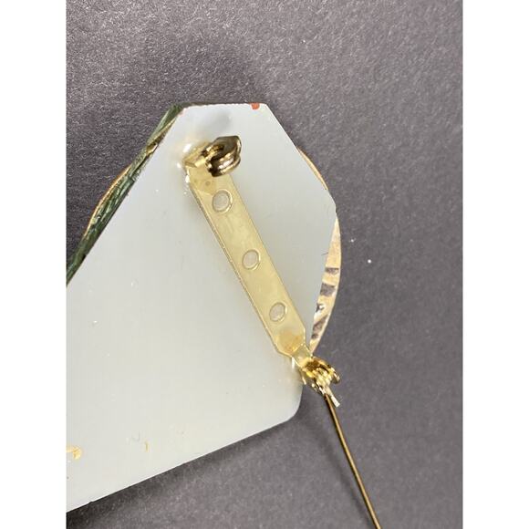 Vintage Artisanal Mirror Glass Rhinestone Brooch Pin Signed CR ‘93 - Picture 6 of 9